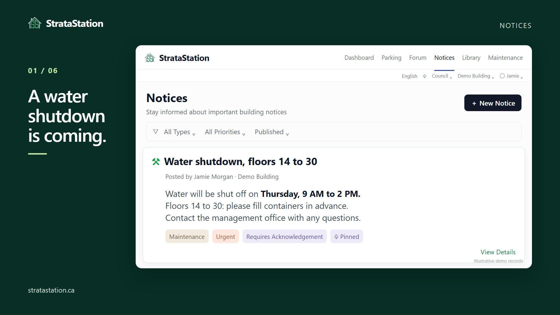 Avis d’interruption d’eau avec horaires et instructions