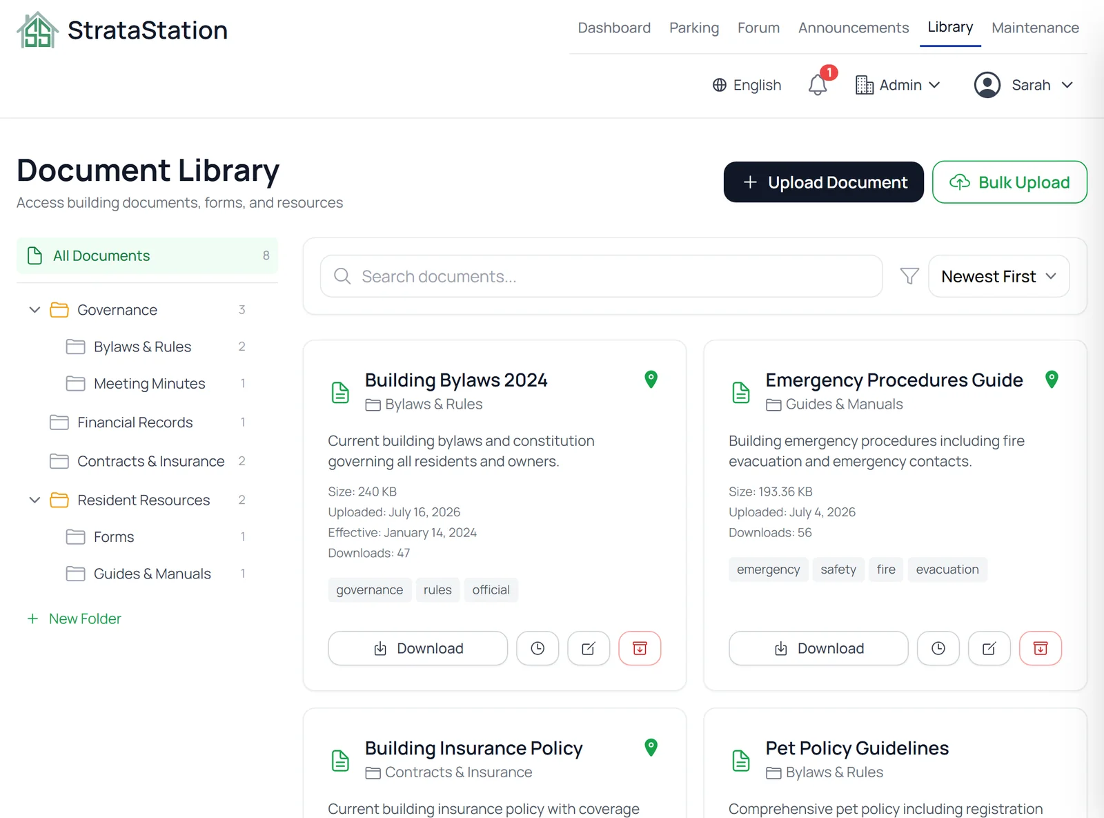 Document management and generation — StrataStation screenshot